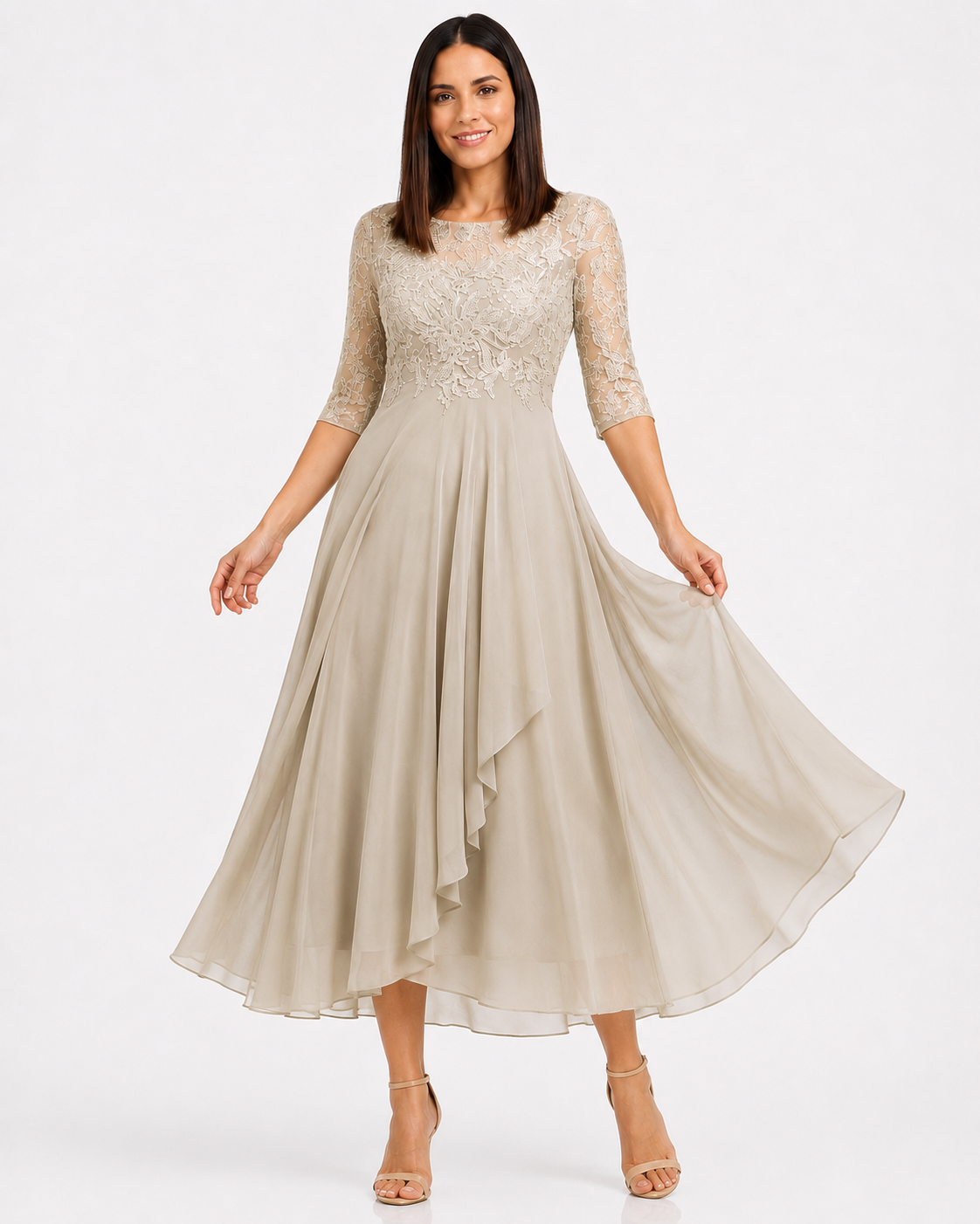 Margarita | Elegante vestido de encaje Beige