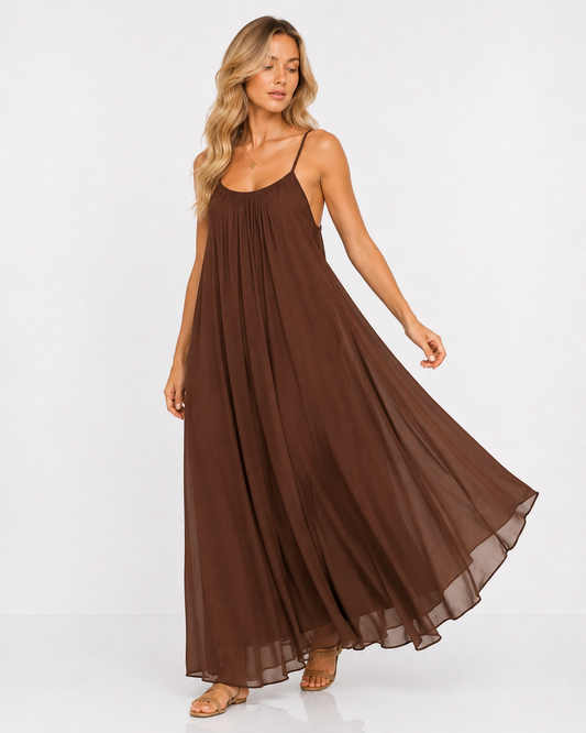 Elara - Vestido ajustado con espalda descubierta Marrón