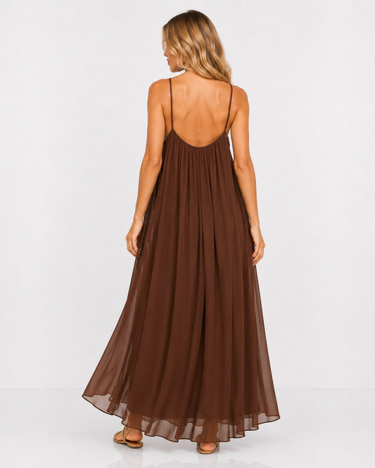 Elara - Vestido ajustado con espalda descubierta Marrón